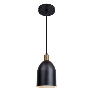Pendente Mila Alumínio – Preto Liso e Interior Dourado