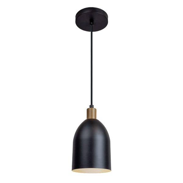 Pendente Mila Alumínio – Preto Liso e Interior Dourado