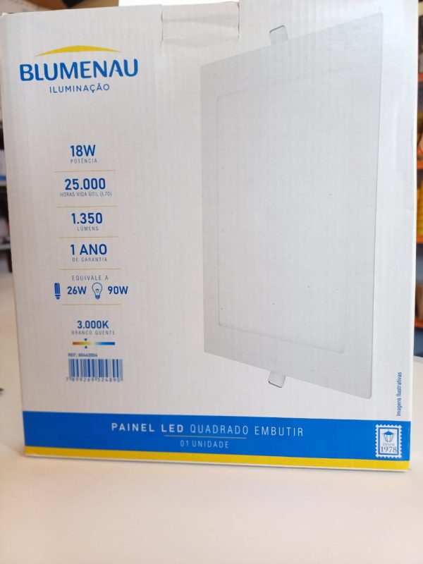Painel LED TECH Slim Quadrado Embutir 18W 3.000K - Branco