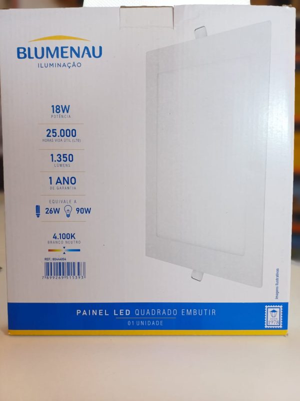 Painel LED TECH Slim Quadrado Embutir 18W 4.100K - Branco