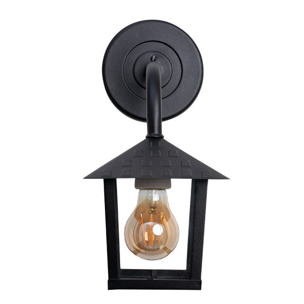 Arandela Colonial Nina Quadrada - Vidro Liso - Preto