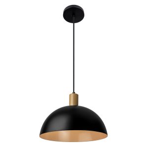 Pendente Bia Alumínio 30cm – Preto Liso e Interno Dourado