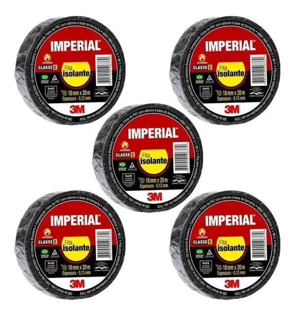 Fitas Isolante Imperial 3m 18mm X 20 Metros Preta Slim
