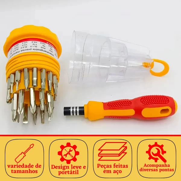 Kit Chaves De Precisão Com 31 Peças Fenda Philips Reparo Nf