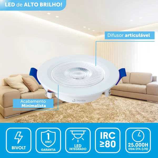 Spot Led Embutir Redondo 6w Blumenau