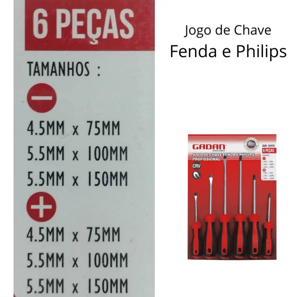 Jogo Chaves Philips E Chave De Fenda 6pçs