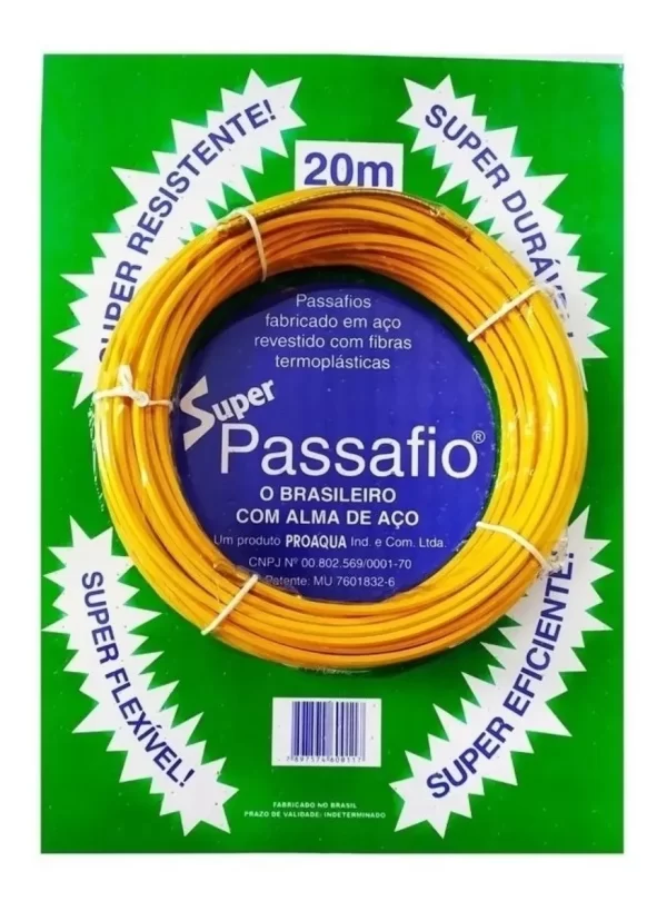 Passa Fio Nylon 20 Metros Cabo De Aço Amarelo