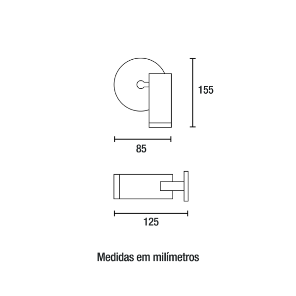 Arandela Guben IP54 - Preto Fosco